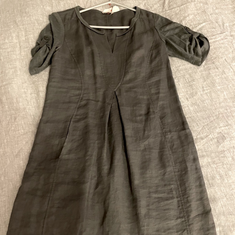 RIANI grey linen dress